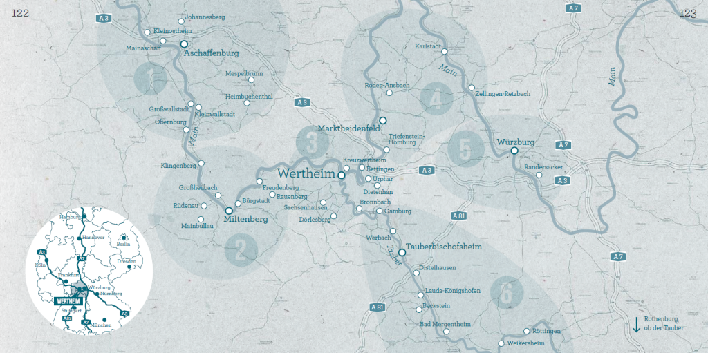 Karte Route der Genüsse / Tourismus Region Wertheim